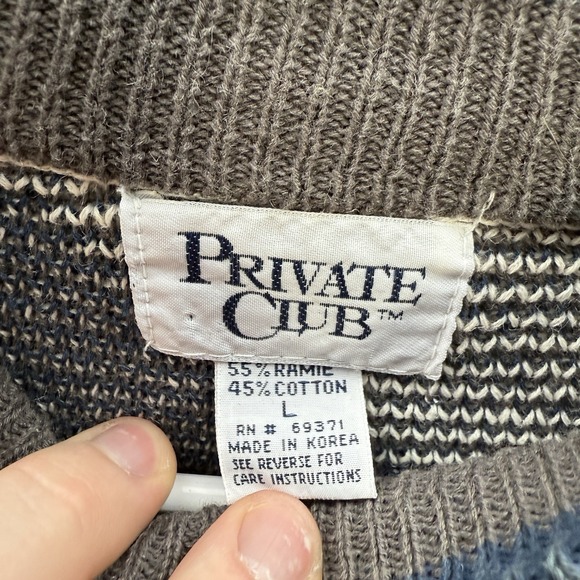 Vintage Private Club Sweater Adult Large Multicolor Geometric Knit Crewneck 90s - Picture 7 of 9